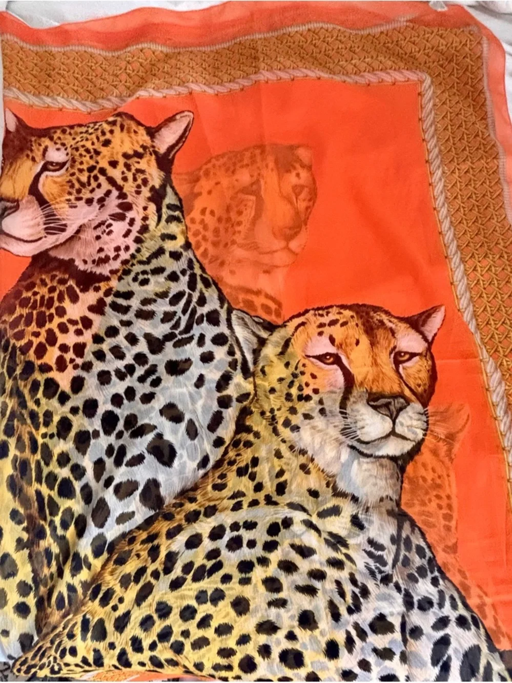 Leopard Scarf Cheetah Print Made in Italy Oversized Vintage